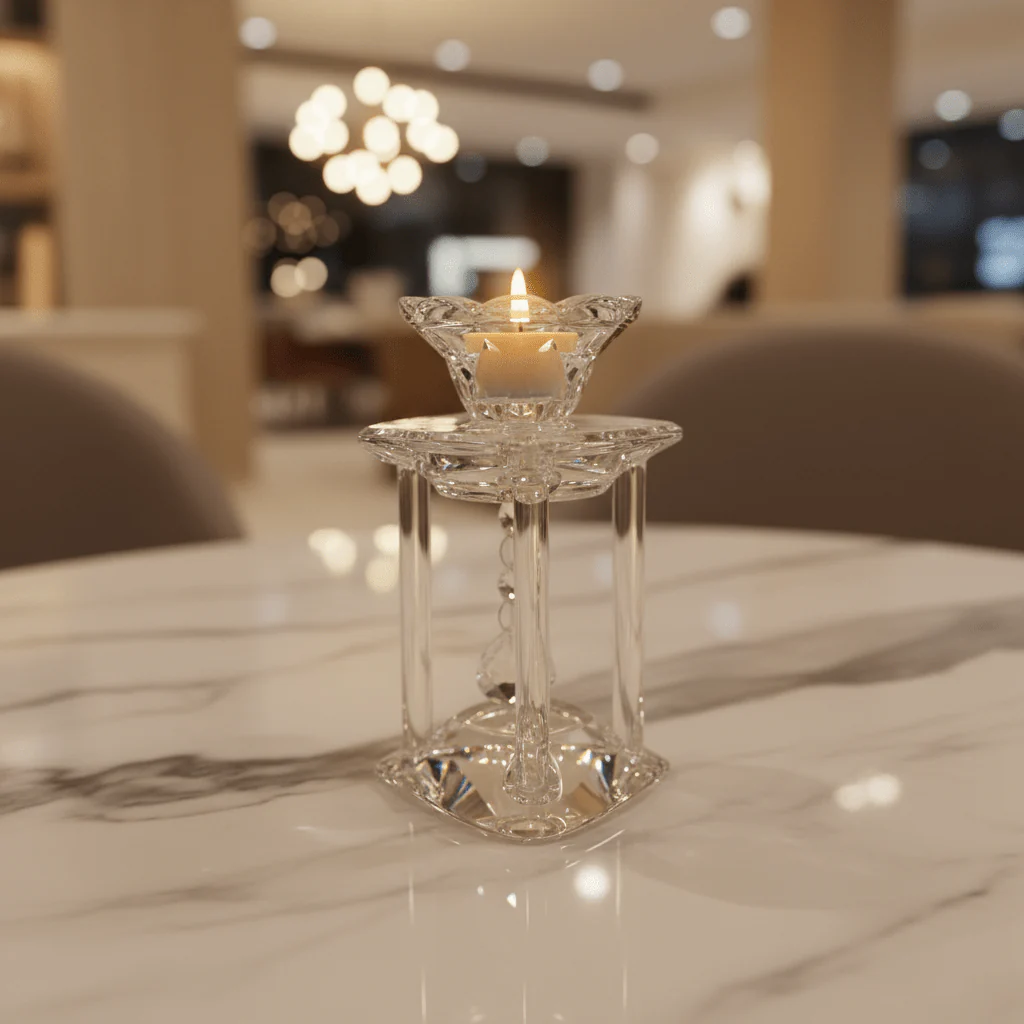 Crystal Candle Holder 15cm | Tiered Glass Candle Burner | Luxury Home Décor - Image 2