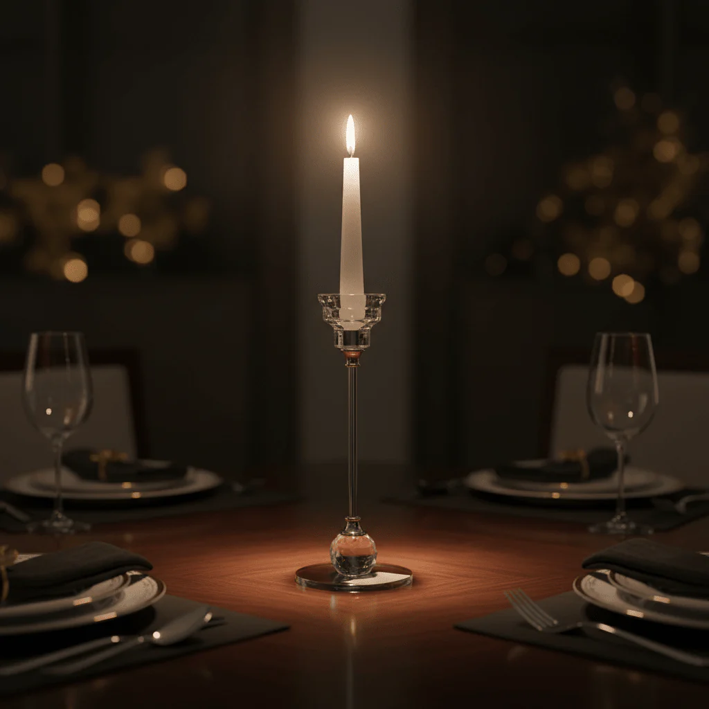 Crystal & Silver Metal Decorative Candle Holder for Elegant Home and Event Styling – 18cm - Image 2