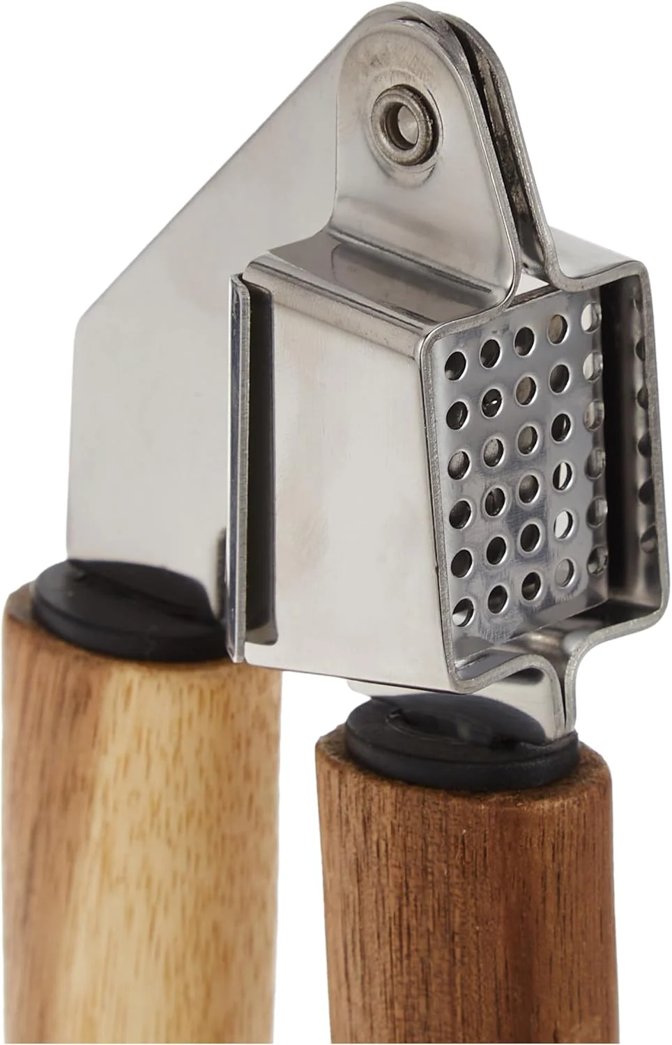 Cuisine Art Stainless Steel Garlic Presser with Acacia Wood Handle-20cm-Silver & Brown - Image 3