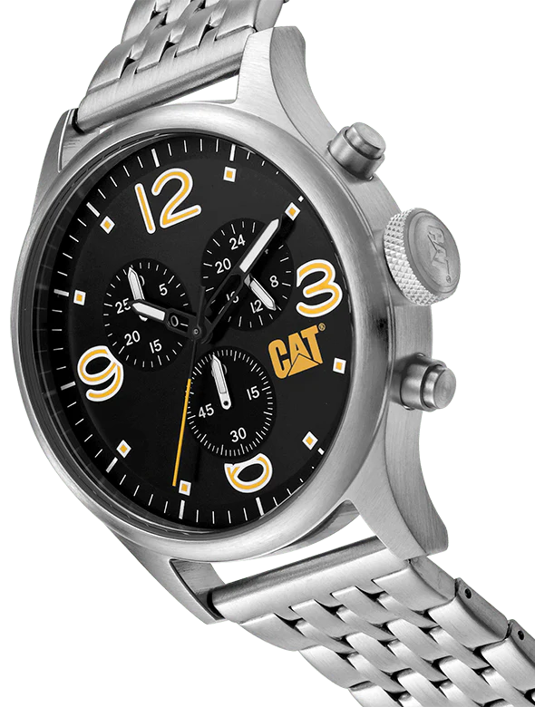 CAT Diam Chrono Black Dial Stainless Steel Bracelet Watch - Image 2