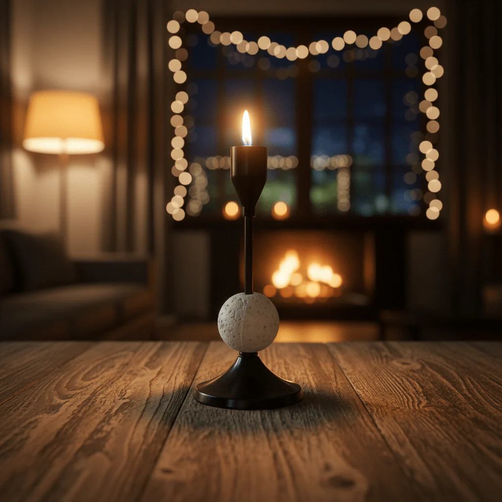 Decorative Black Metal Candle Holder with White Chalk Design for Home Décor – 17cm - Image 2