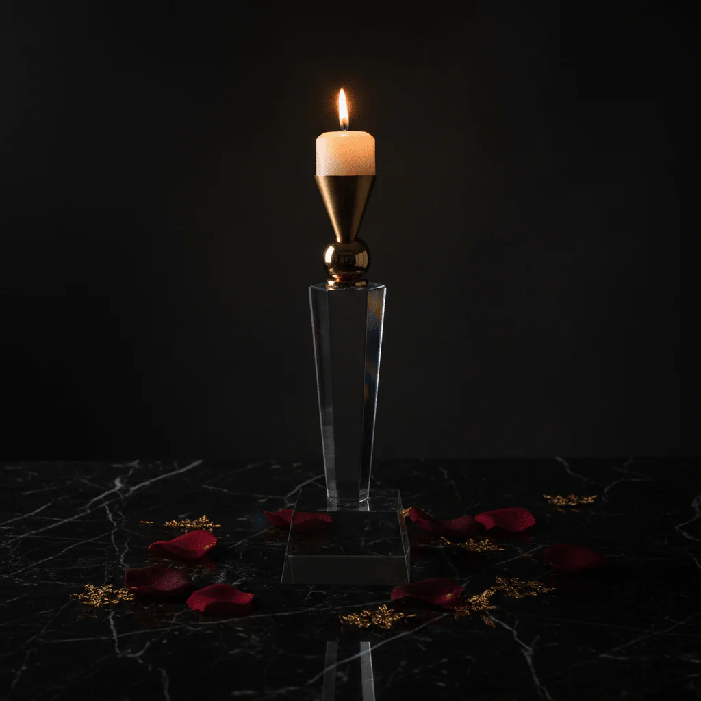 Decorative Crystal & Gold Metal Candle Holder for Elegant Table Centerpieces – 27cm - Image 3