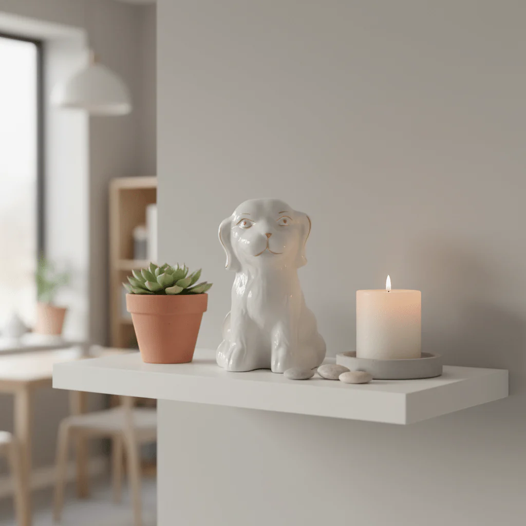 Decorative White Ceramic Dog Figurine with Multicolour Floral Pattern for Table Styling – 15cm - Image 3