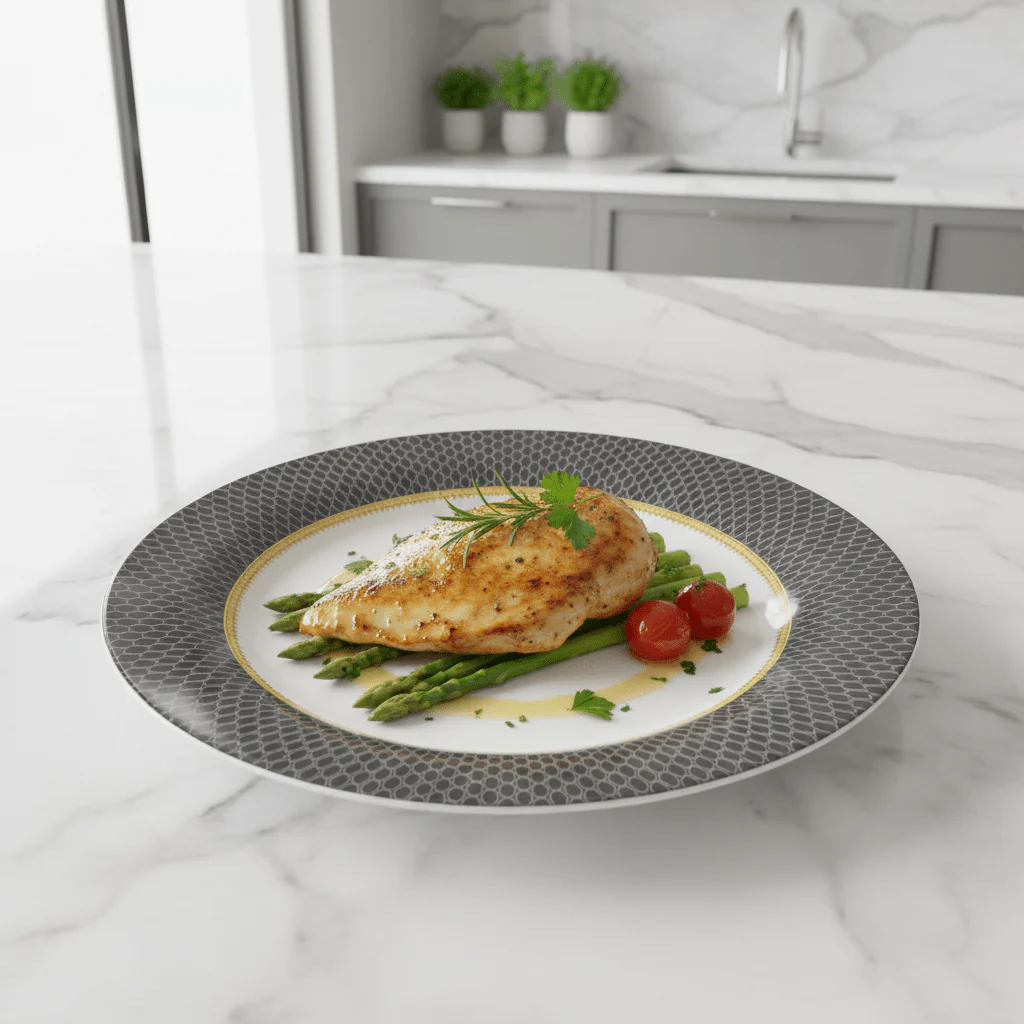 Delcasa Premium Black & White Melamine Dinner Plate 10.5 Inch - Image 2