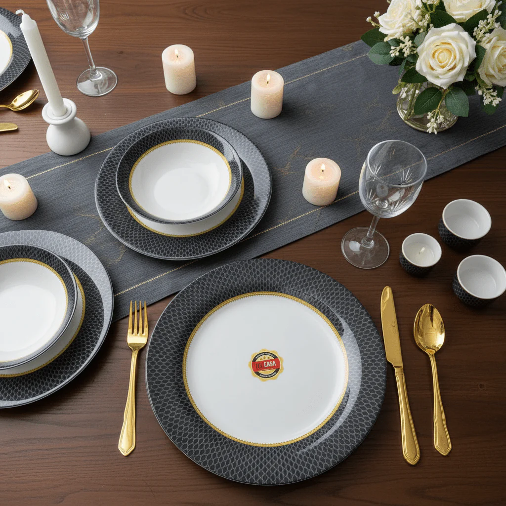 Delcasa Premium Black & White Melamine Dinner Plate 10.5 Inch - Image 3