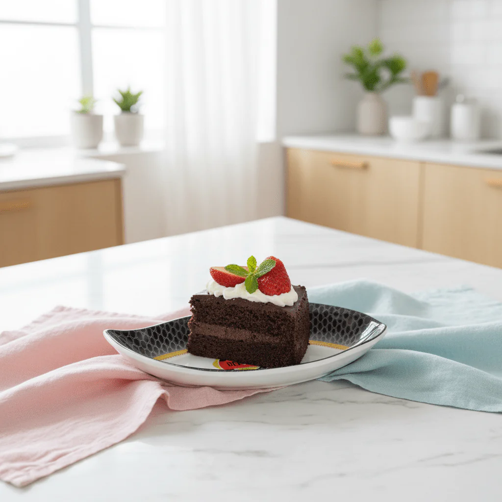 Delcasa Premium Black & White Melamine Dish Plate 7.2 Inch - Image 2