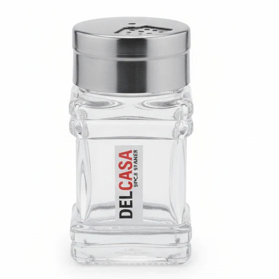 Delcasa Stylish Acrylic Salt & Pepper Shaker with Metal Lid for Modern Kitchen & Dining Table – 8cm