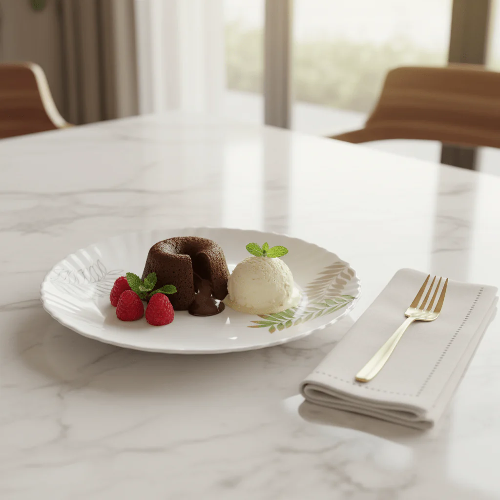 Delcasa White Opalware Dessert Plate with Stylish Leaf Design – 7.5 Inch - Image 2