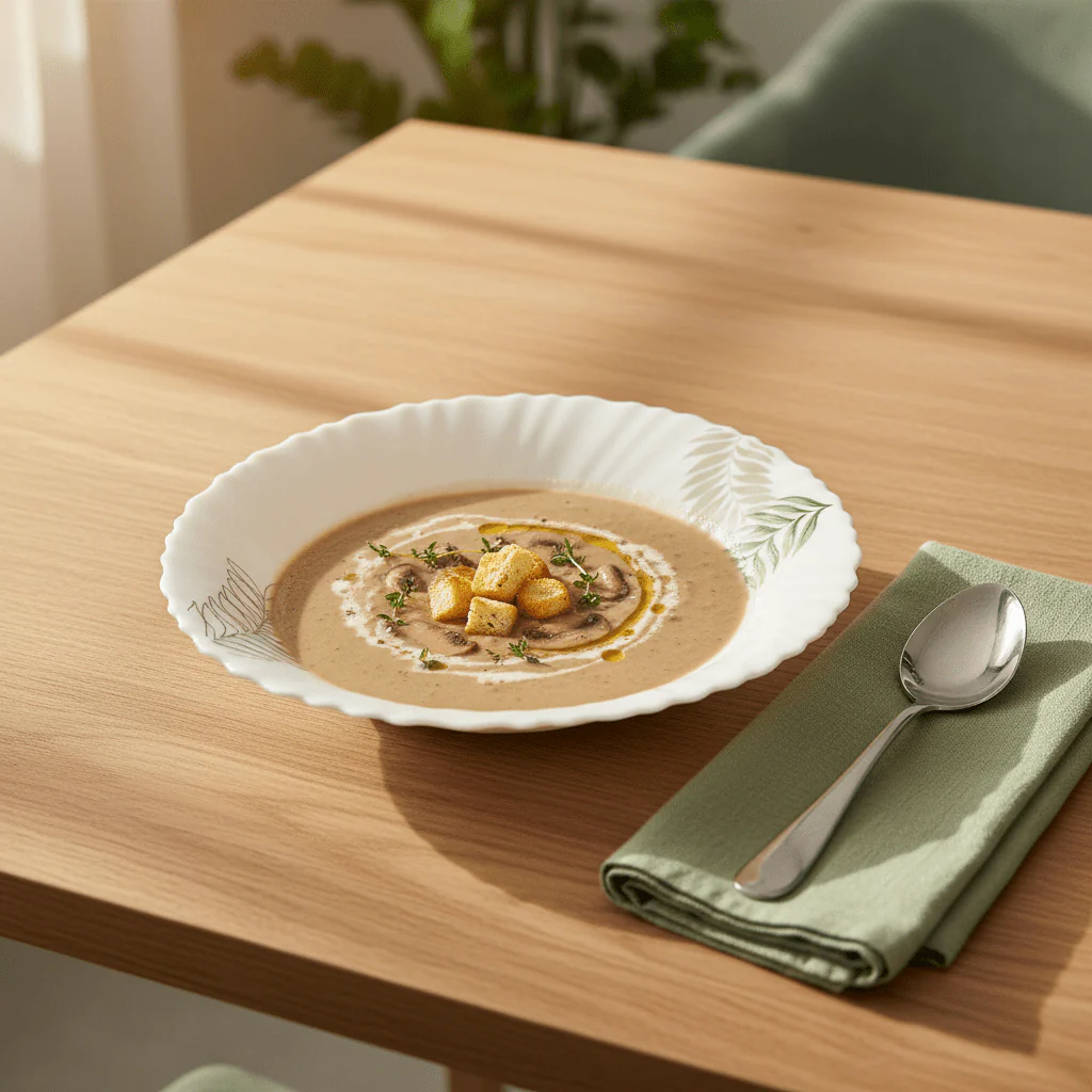 Delcasa White Opalware Soup Plate with Decorative Leaf Design – 9 Inch - Image 2
