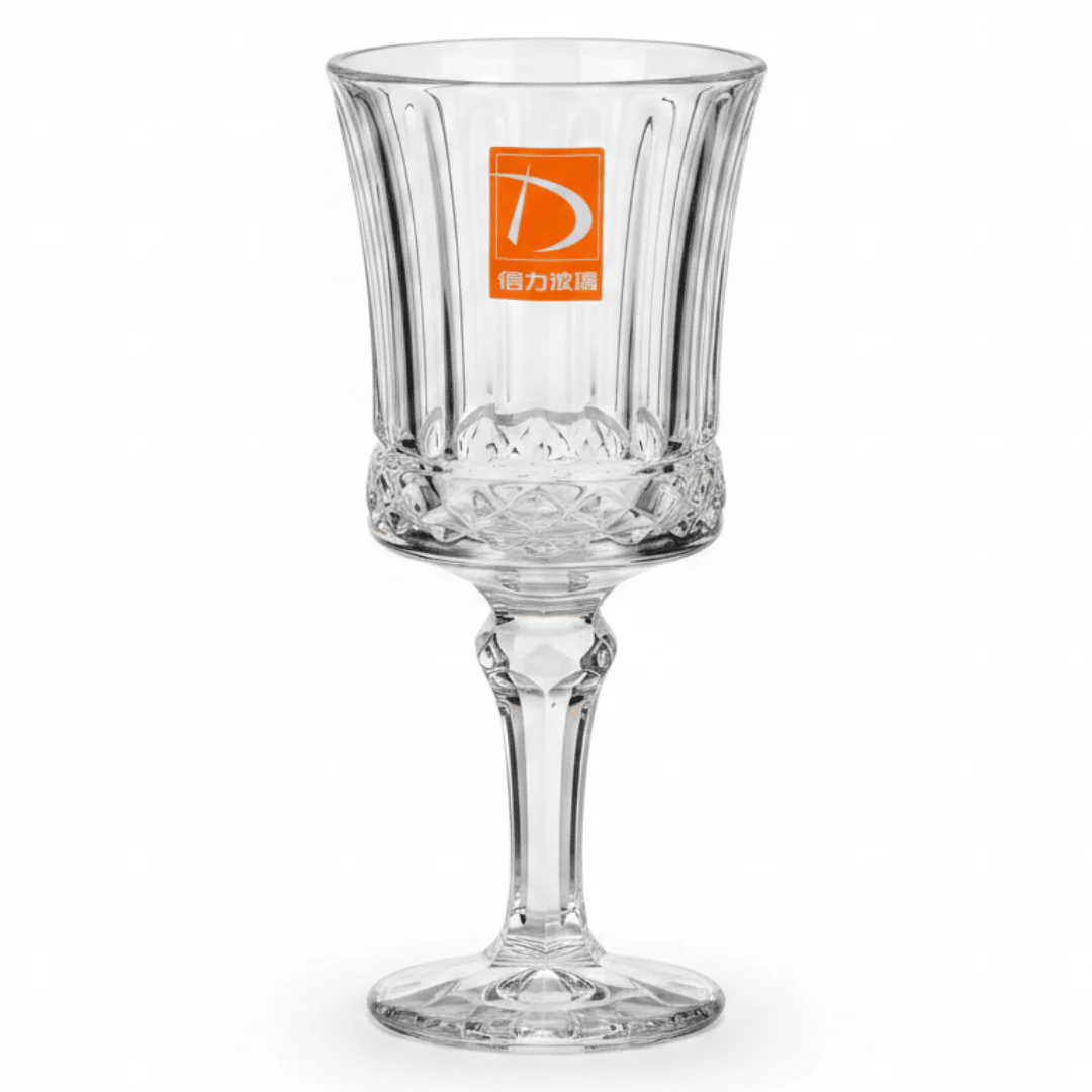 Deli Crystal Footed Stem Glass 160ml | Faceted Ribbed Design |