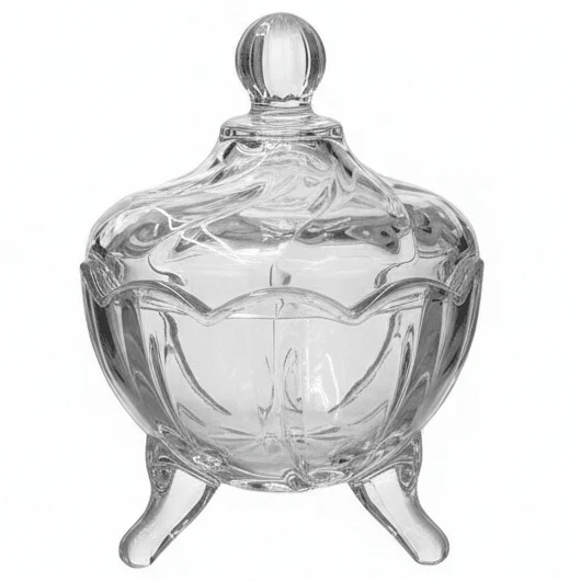 Deli Standard Glass Sugar Pot with Lid Classic Kitchen Sugar Storage Jar 10 x 10 cm