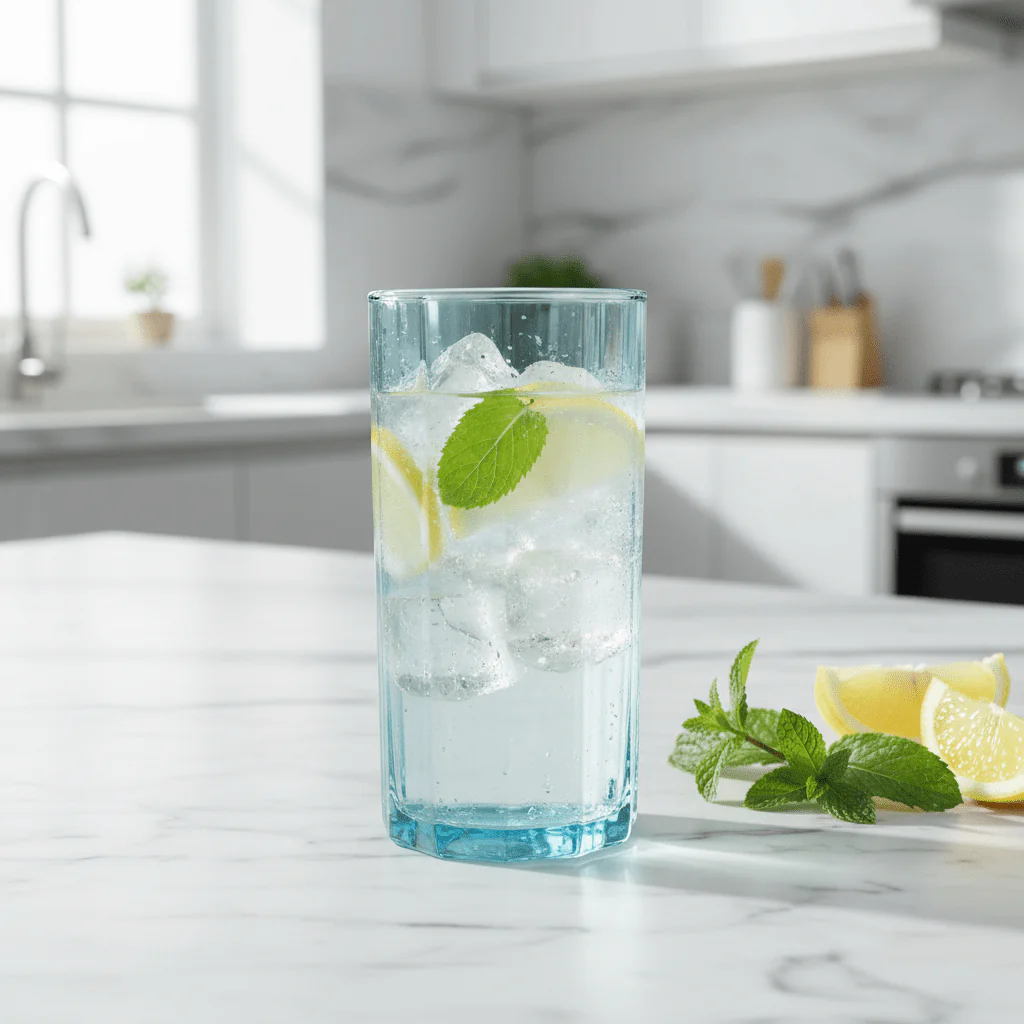 Deli Tinted Blue Water Glass 440ml — Elegant Ribbed Design - Image 2