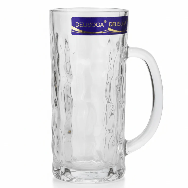 Delisoga Designer Elegant Glass Beer Mug Premium Quality Clear Glass for Serving Drinks โ 450 ml