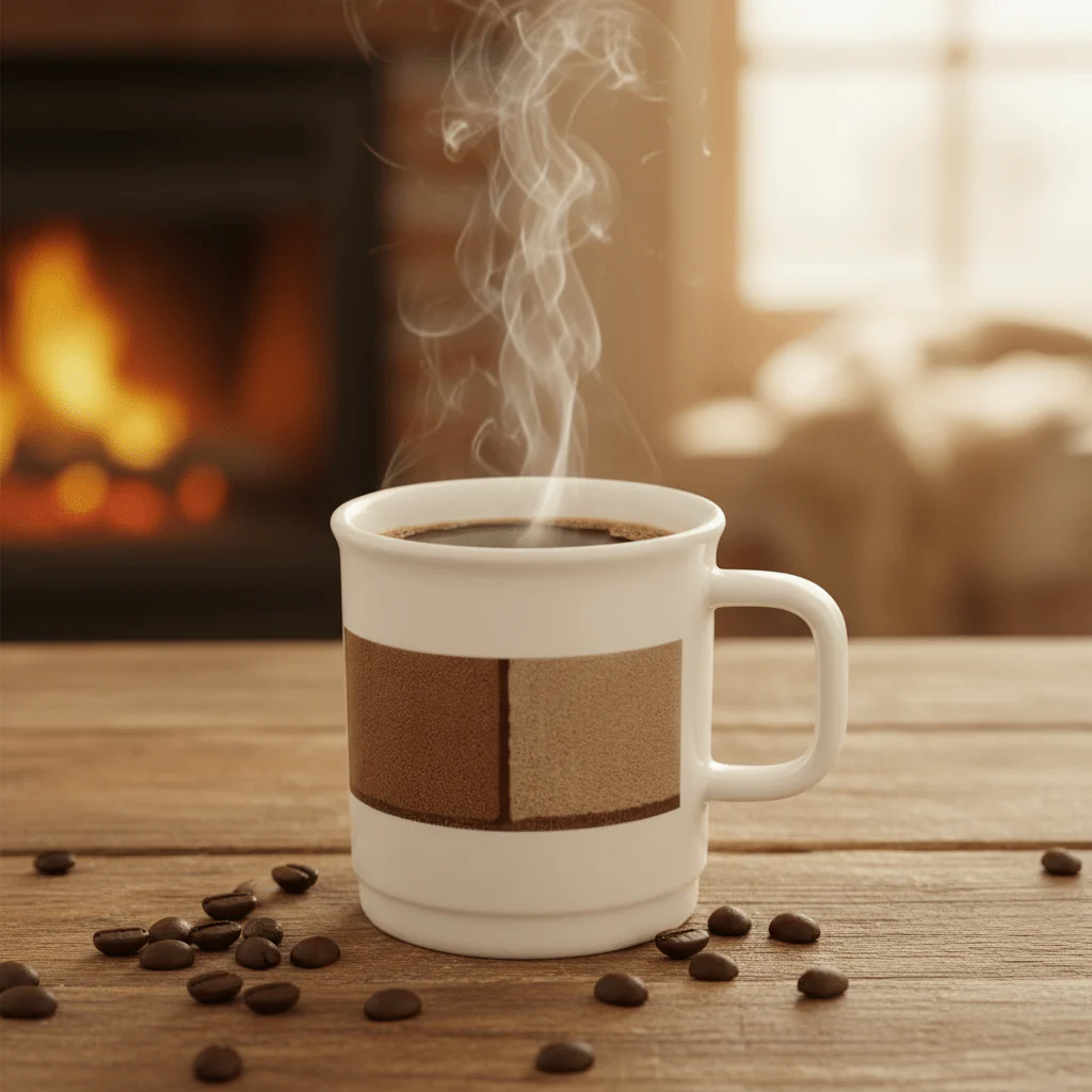 Delcasa White with Brown Design Melamine Coffee Mug 320 ml Classic Style Mug for Coffee and Tea - Image 2