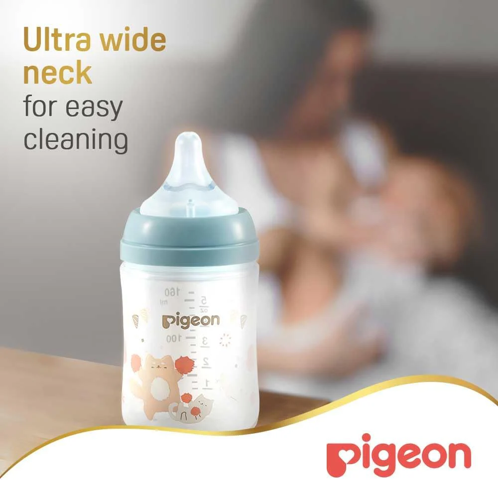 Pigeon Softouch Wide Neck Peristaltic PLUS Decorated Feeding Nursing Bottle, SS Nipple Size, BPA Free, 0 + Months, 160ml - Assorted Color - Image 2