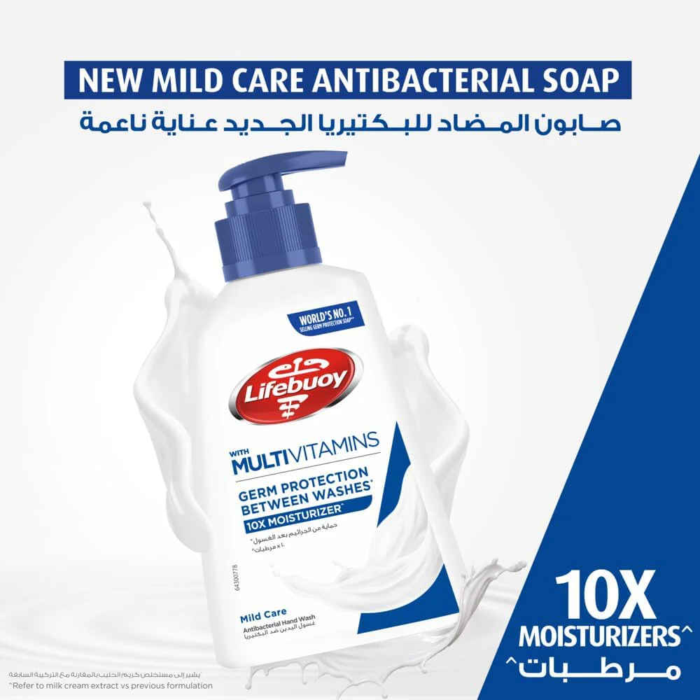 Lifebuoy Hand Wash, Mild Care, for 100% stronger germ protection with 10x Moisturizers, 500ml - Image 2