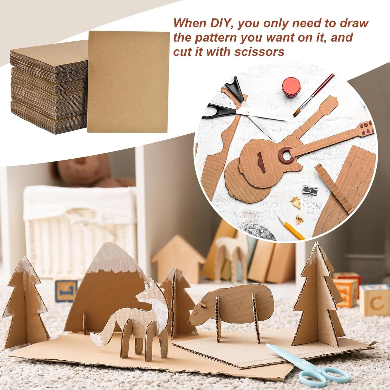 Diamond Design 5 Ply Cardboard Sheet 50cm*35cm, 5mm Thickness, Brown - Image 4