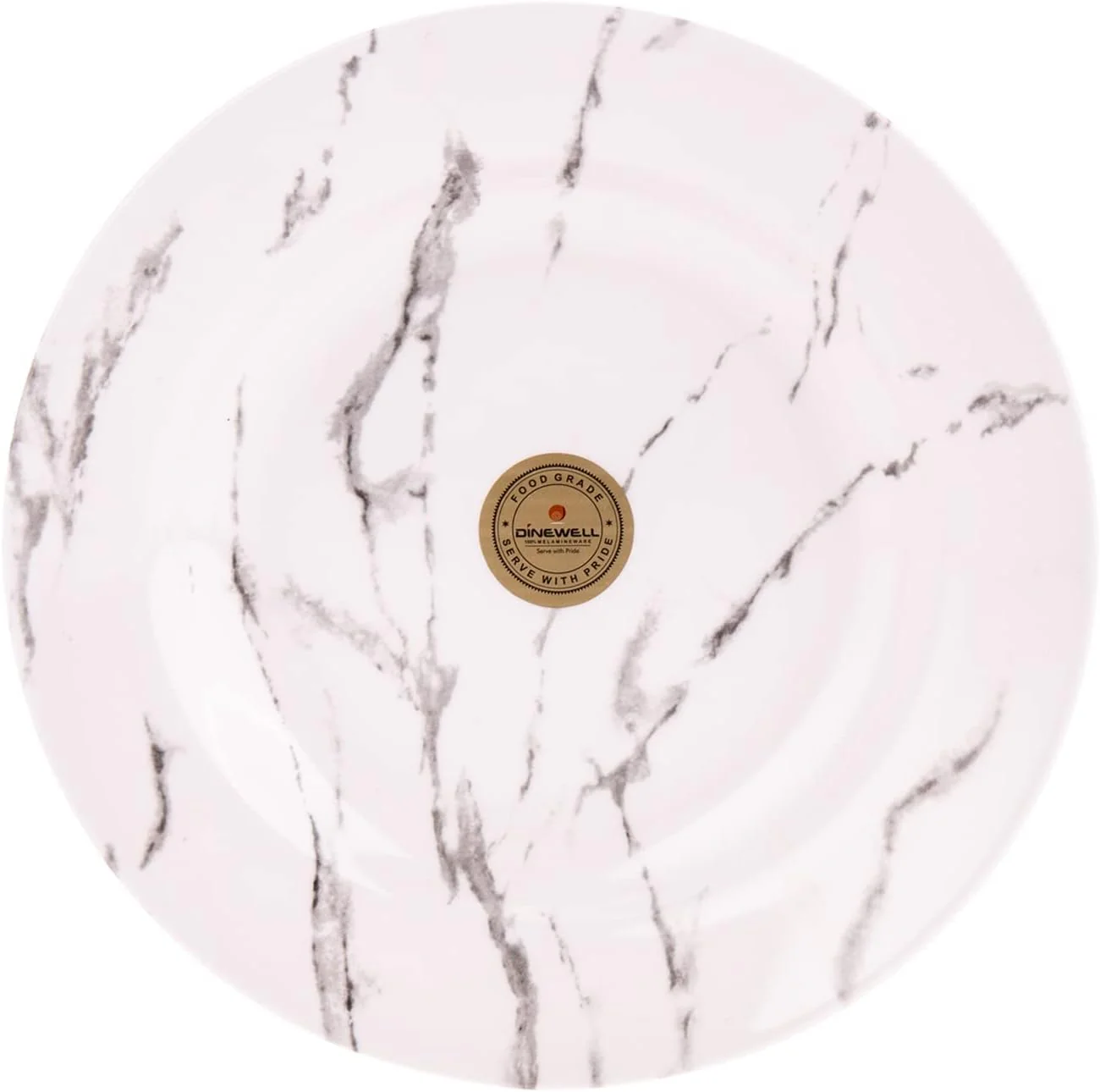 Dinewell Melamine Round Serving Soup Plate-23CM-White&Grey