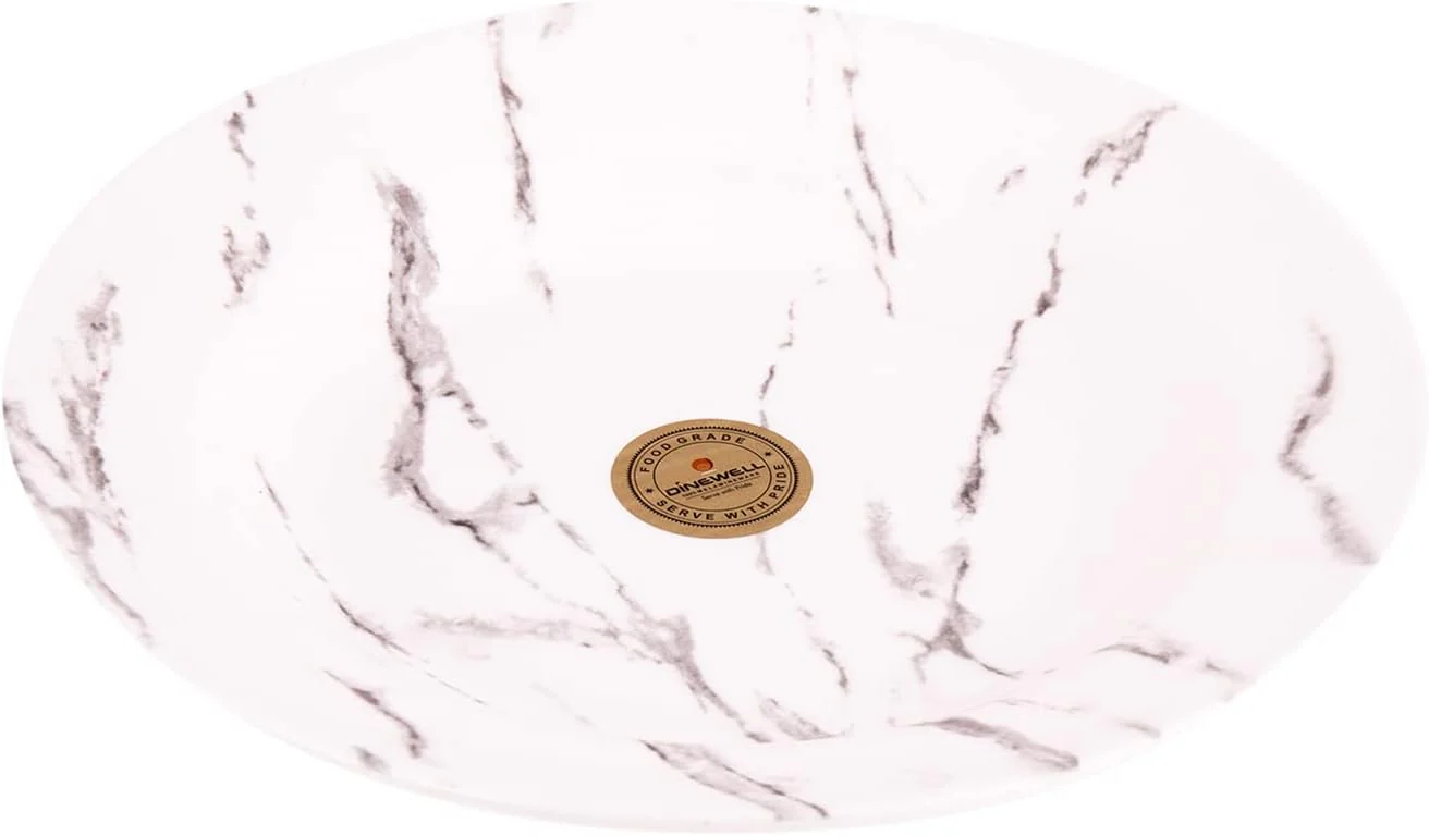 Dinewell Melamine Round Serving Soup Plate-23CM-White&Grey - Image 2