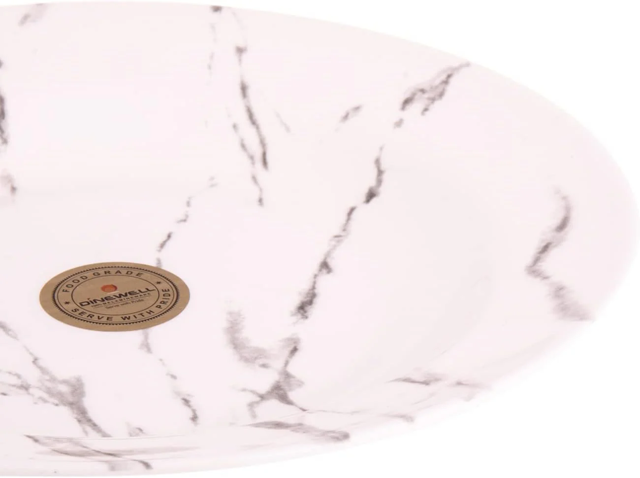 Dinewell Melamine Round Serving Soup Plate-23CM-White&Grey - Image 3