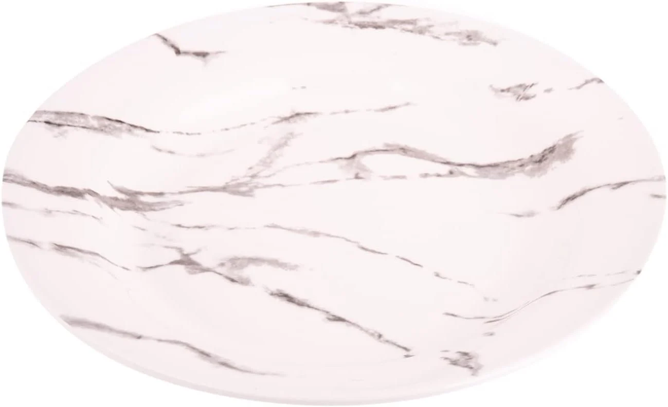 Dinewell Melamine Round Soup Serving Plate -27CM-White&Grey - Image 2