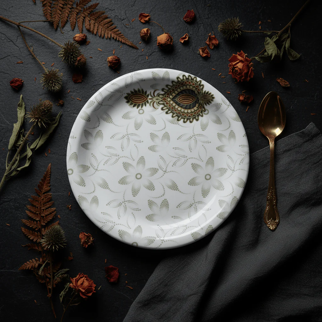 Dinewell White Melamine Side Plate 7.5 Inch | Elegant Floral Design - Image 3