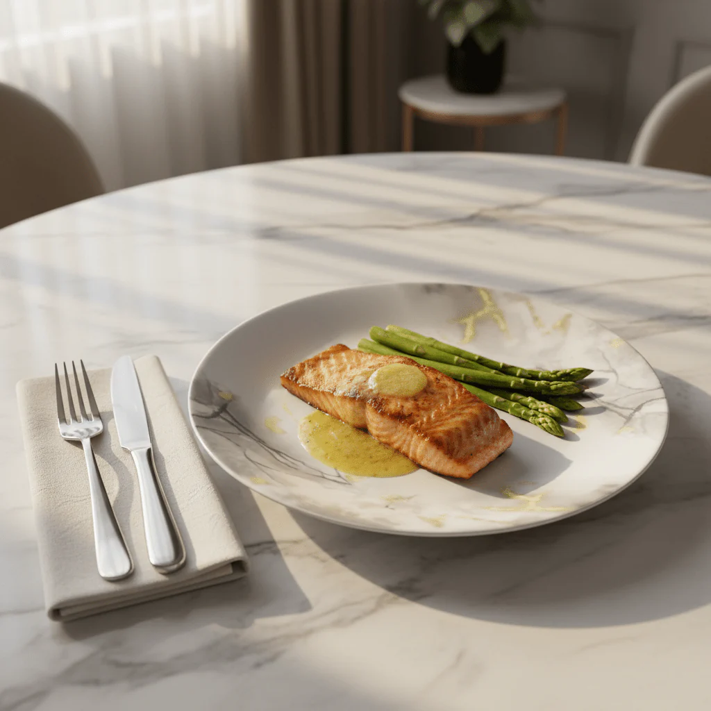 Diva Pearl White Opalware Dinner Plate with Contemporary Grey Design – 27 cm - Image 2