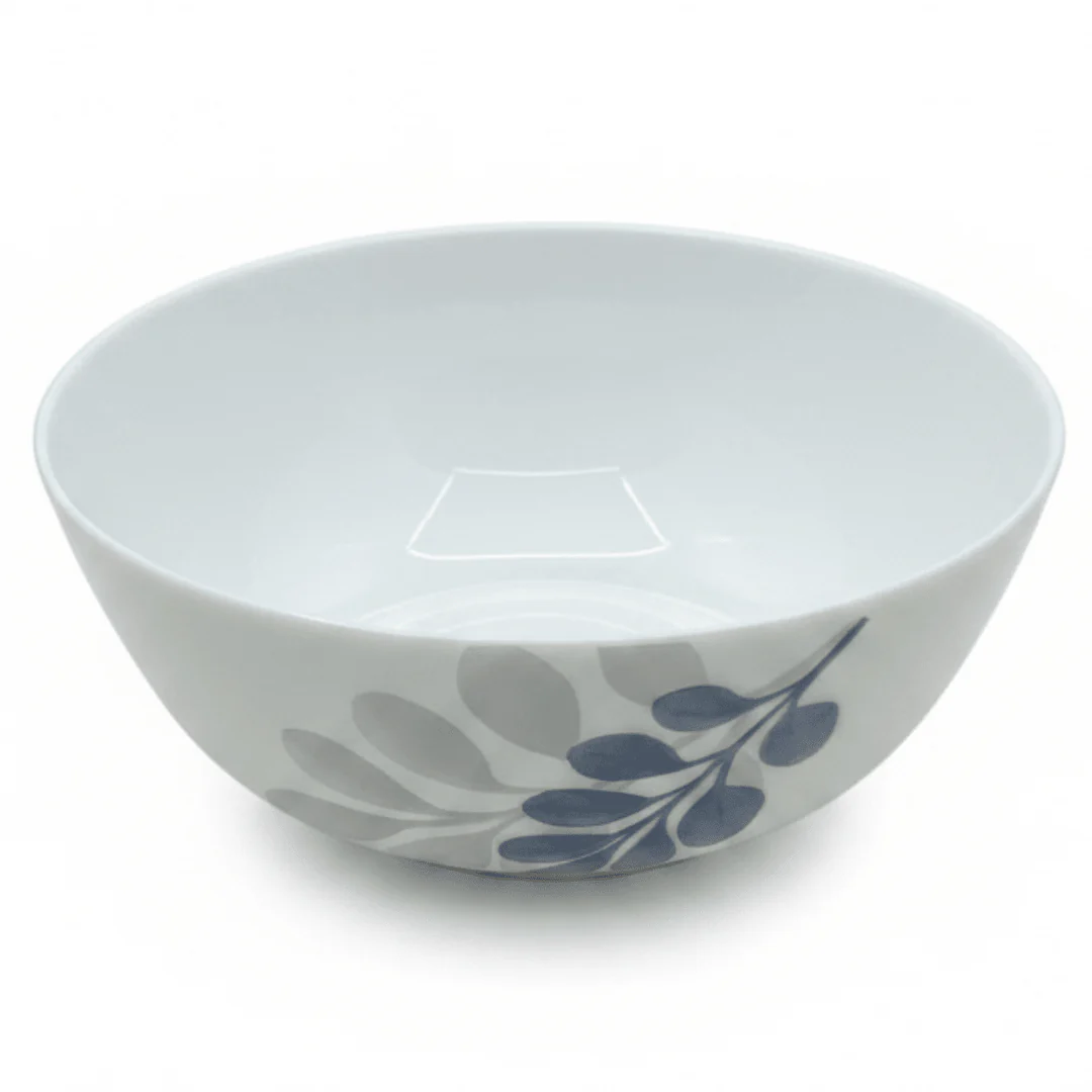 Diva Pearl White Opalware Serving Bowl with Elegant Leaf Design – 7 Inch