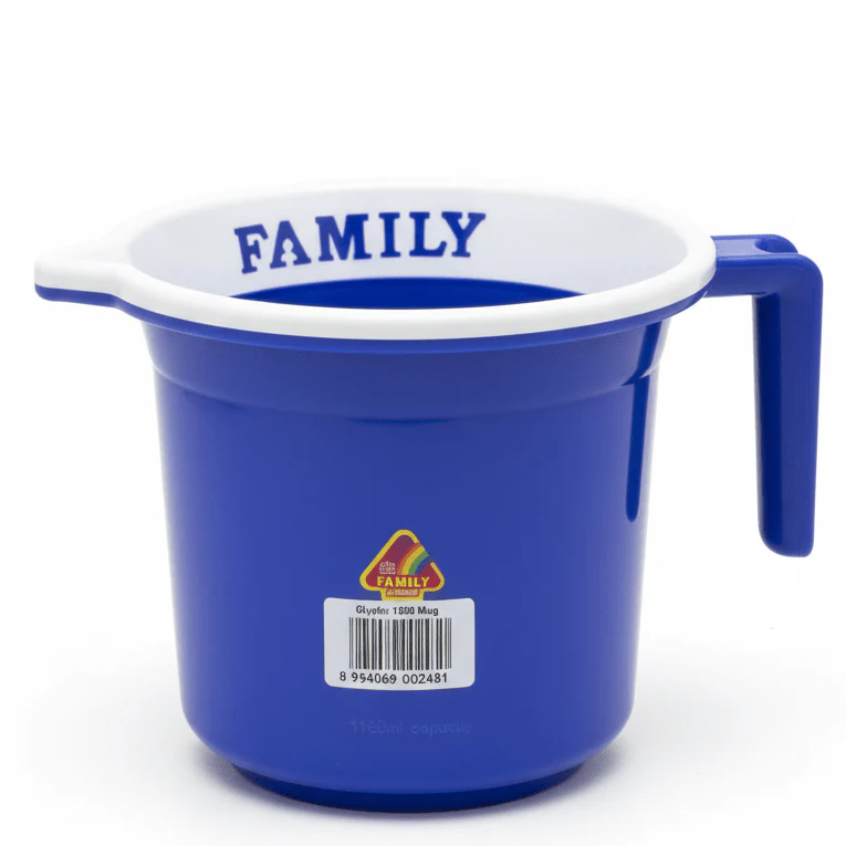 Divya Plastic Mug – 1500 ml – Blue – Lightweight Water Mug for Bathroom, Kitchen & Daily Use