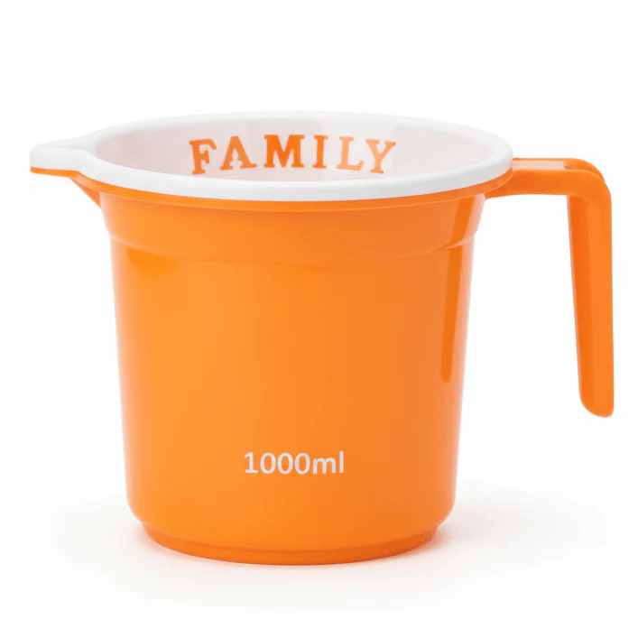 Divya Plastic Mug – 1000 ml – Orange – Durable Bath Mug for Water Pouring & Household Use