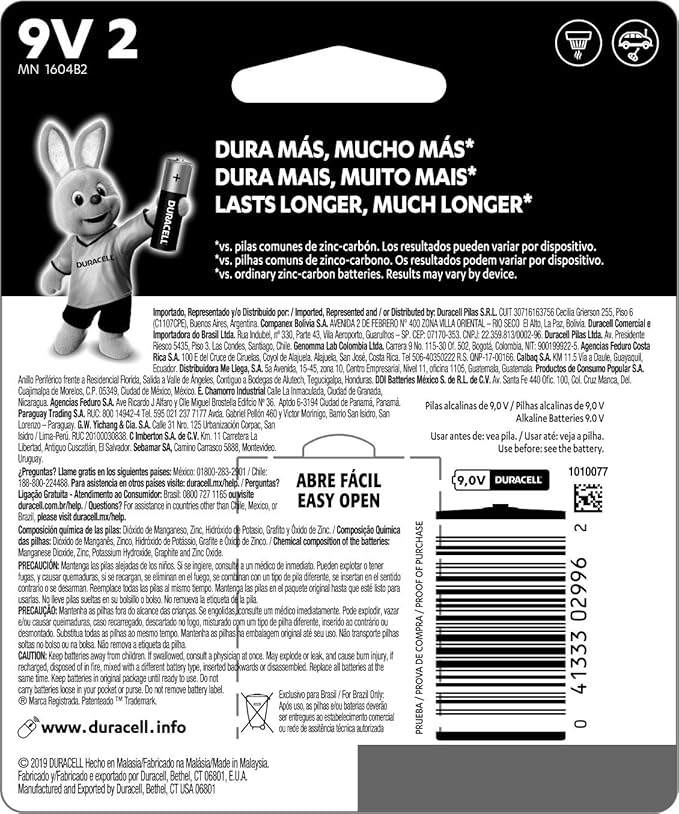 DURACELL 9V Alkaline Battery, Pack of 2 - Image 2