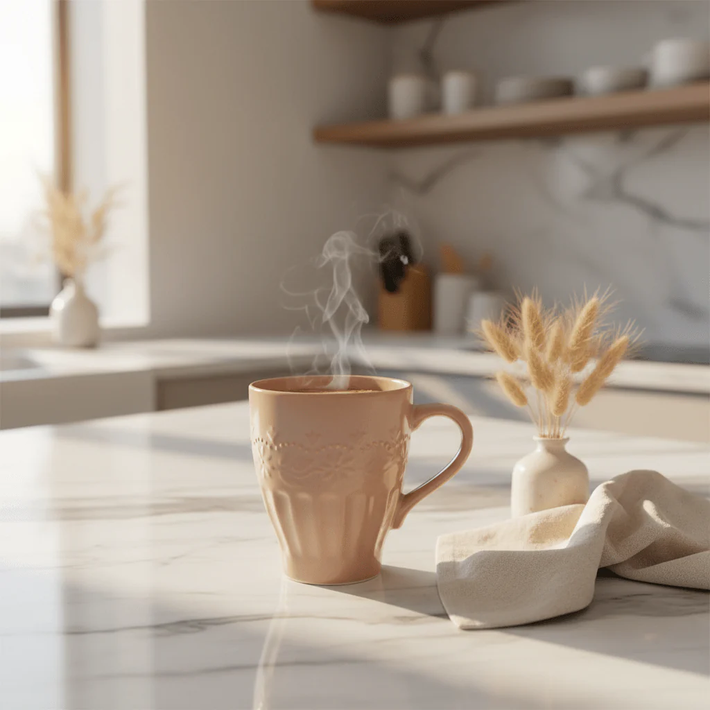Dusty Rose Ceramic Mug | Elegant Embossed Design | 300ml - Image 2