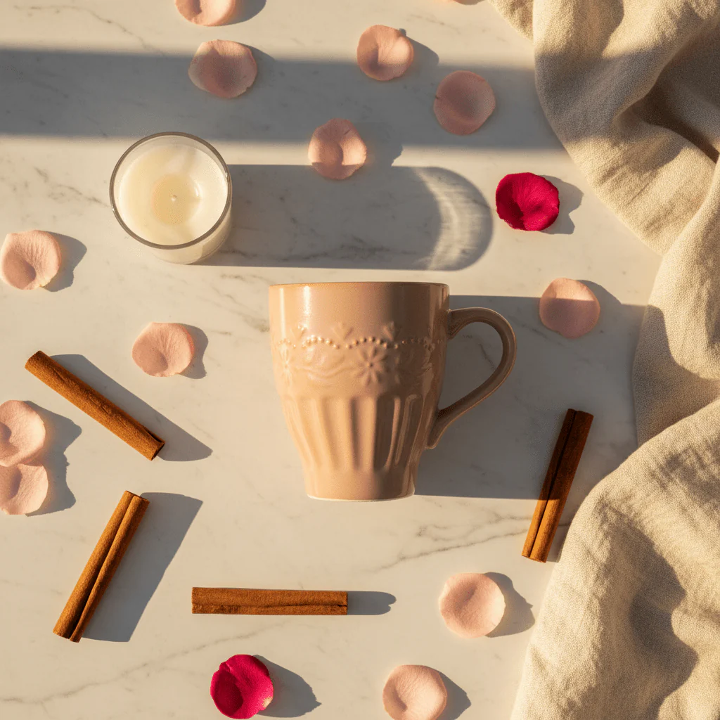 Dusty Rose Ceramic Mug | Elegant Embossed Design | 300ml - Image 3