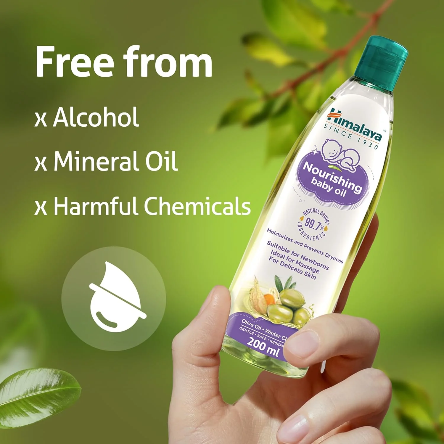 Himalaya Nourishing Baby Oil – Olive Oil & Winter Cherry | 200ml - Image 3