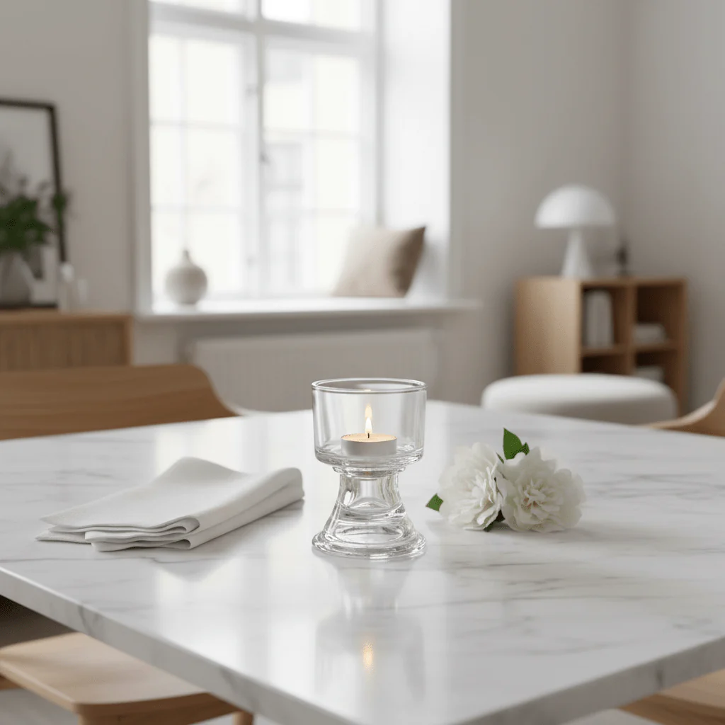 Elegant Glass Footed Candle Holder Stand for Stylish Modern Interior Decoration – 11cm - Image 2