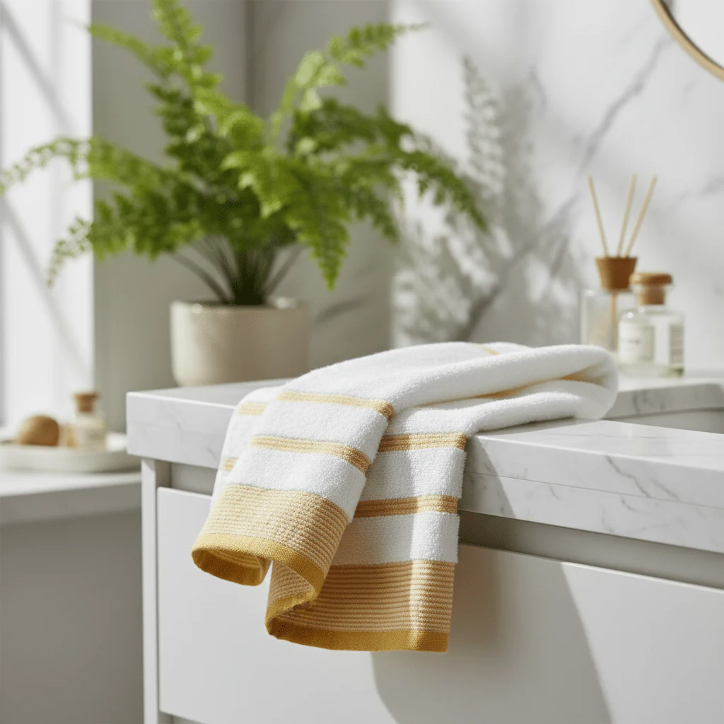 Elysian Hand Towel | White & Yellow | 50×90 cm - Image 2