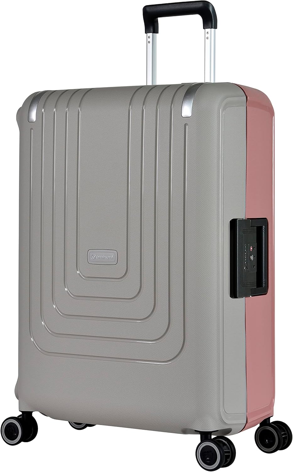 Eminent 28-Inch Polypropylene Hard Case Checked Suitcase – Gray & Pink Modern Dual-Tone Edition
