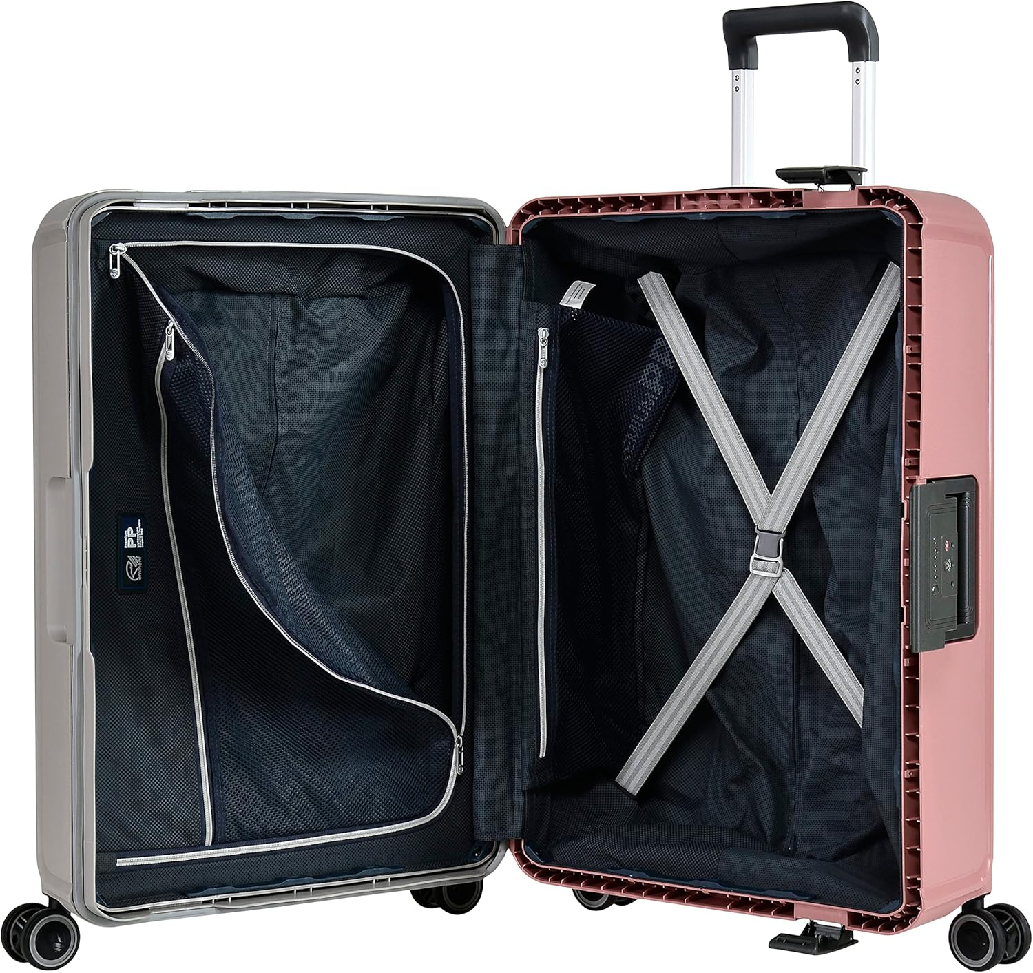 Eminent 28-Inch Polypropylene Hard Case Checked Suitcase – Gray & Pink Modern Dual-Tone Edition - Image 6