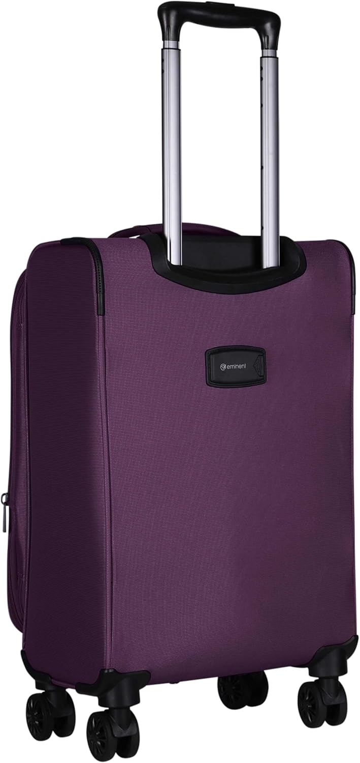 Eminent E765SZ Expandable Soft Trolley Luggage – Polyester Checked Suitcase with Safe Zipper & 3-Digit TSA Lock, Purple, 24-Inch - Image 2