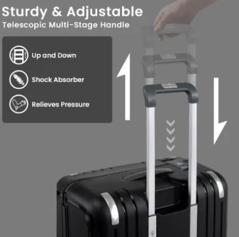 Eminent Vertica B0006 28-Inch Polypropylene Hard Case Lightweight Luggage with Double Spinner Wheels & TSA Lock – Black - Image 4