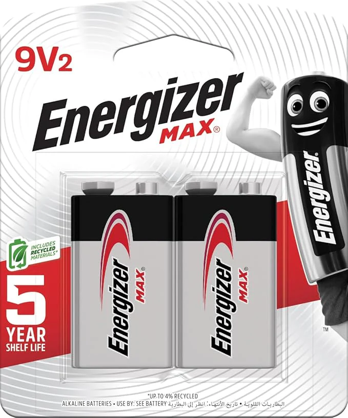 ENERGIZER MAX Alkaline 9V Batteries, Pack Of 2