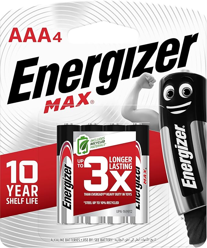 ENERGIZER MAX Alkaline AAA Batteries 1.5V, Pack Of 4