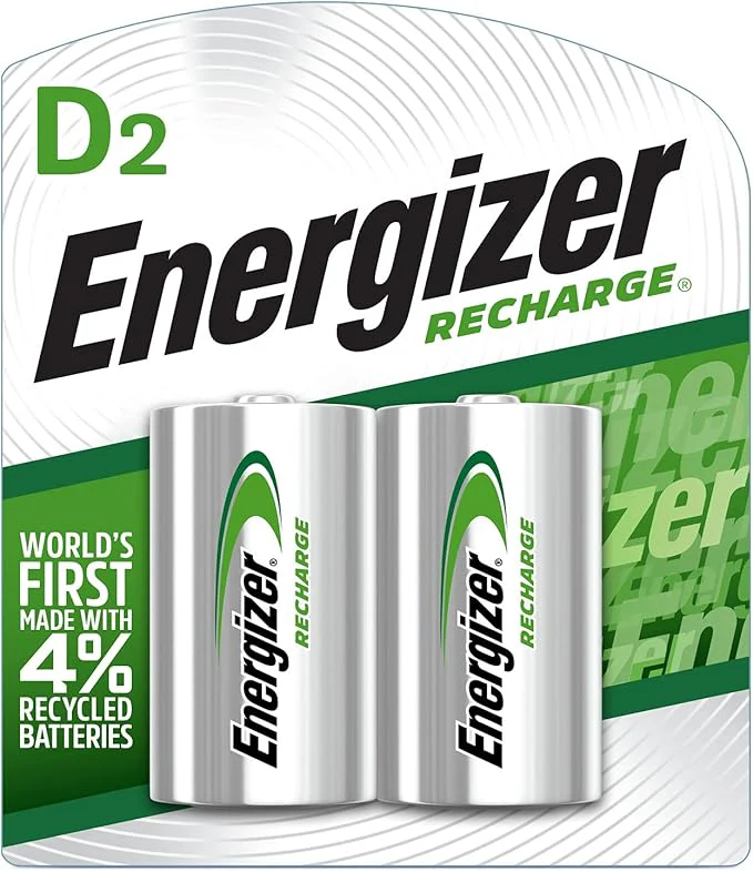 ENERGIZER Type D Rechargeable Battery 2500mAh, Pack of 2