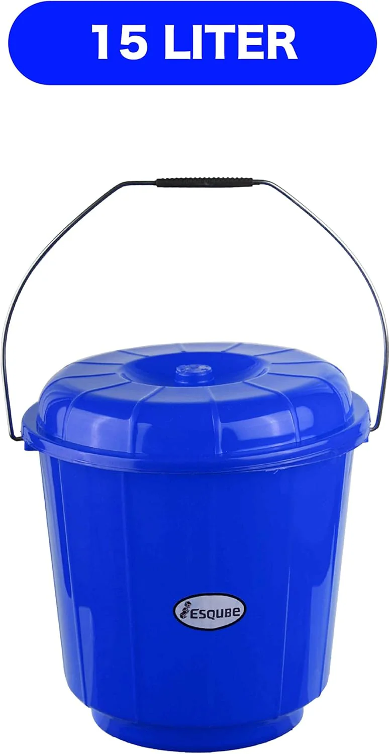 Esqube Plastic Oasis Bucket With Lid-15Liter-Blue - Image 3
