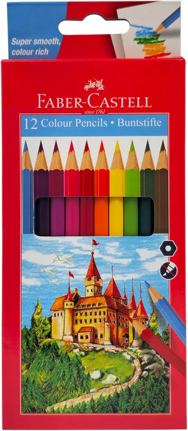 Faber-Castell Color Pencil 12 Colours + Washable Jumbo Wax Crayons 12 Colours, Draw And Sketch With This Amazing Set - Image 2
