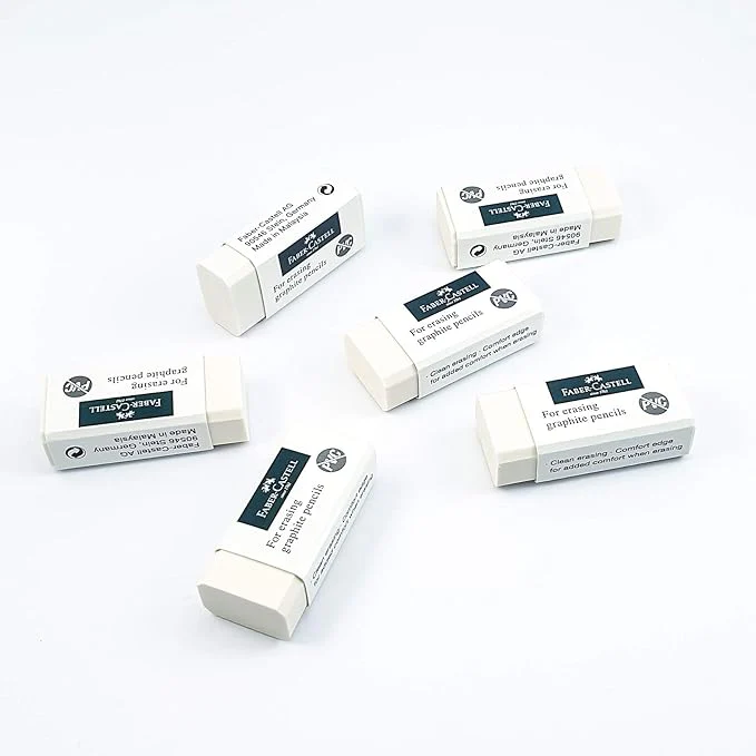 Faber-Castell Pvc-Free Eraser Medium Poly Bag Of 9Pc,White - Image 2