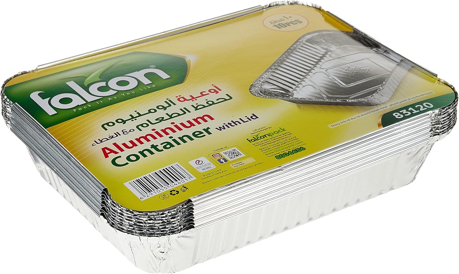 Falcon 10pcs Rectangular Aluminium Container With Lid 1050ml - 83120