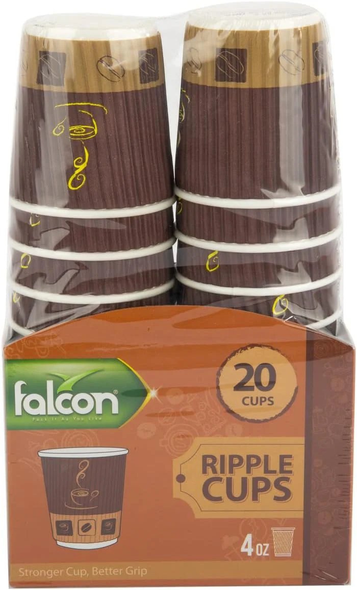 Falcon 20pcs Paper Ripple Cups 4oz Brown