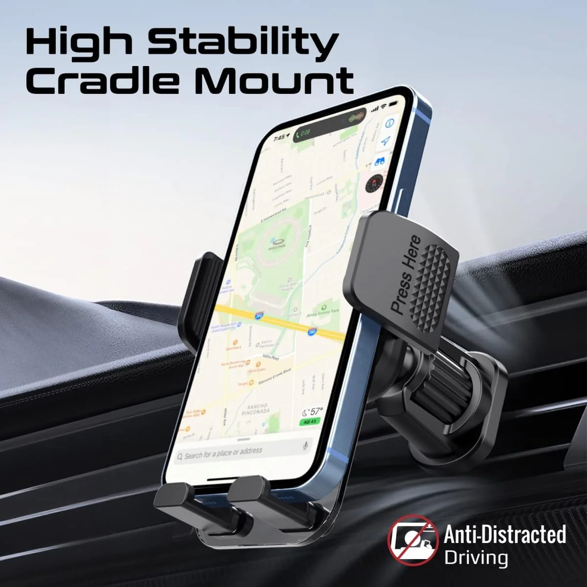 Promate Transparent Car Mount with Intelligent Auto-Clamping Cradle Design, Versatile Mounting Options, Multi-Angle Support, Extendable Arm, and One Touch Release for iPhone 17/14, TransHold-EXT - Image 4