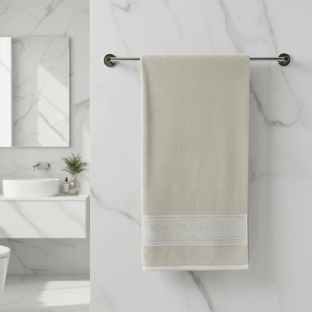 Fieldcrest Luxury Jacquard Bath Towel – Light Brown | 70×140cm - Image 2